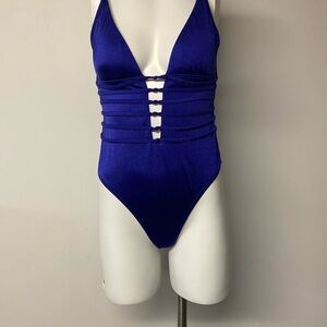 Urban Outfitters Blue One Piece Swimsuit with Cutout Details
